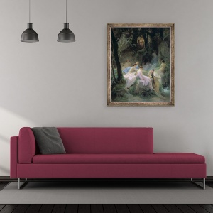Tablou inramat - Charles Francois Jalabert - Nimfe Ascultand cantecele lui Orfeu, 50 x 60 cm - Img 2