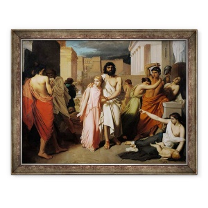 Tablou inramat - Charles Francois Jalabert - Oedip si Antigona sau Ciuma Tebei, 60 x 80 cm
