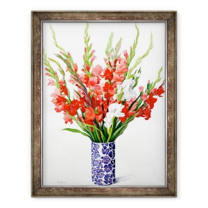 Tablou inramat - Christopher Ryland - Gladioli rosii si albe, 60 x 80 cm