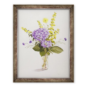 Tablou inramat - Christopher Ryland - Hortensie Albastra cu Loosestrife Galben, 60 x 80 cm