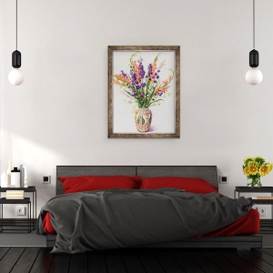 Tablou inramat - Christopher Ryland - Larkspur si Gladioli intr-o vaza marocana, 60 x 80 cm - Img 3