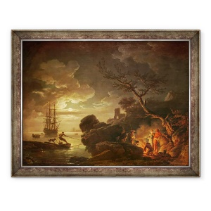 Tablou inramat - Claude Joseph Vernet - Peisaj de Lumina Lunii, 60 x 80 cm