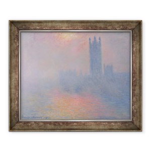 Tablou inramat - Claude Monet - Casele Parlamentului, Londra, cu soarele de rupere prin ceata, 50 x 60 cm