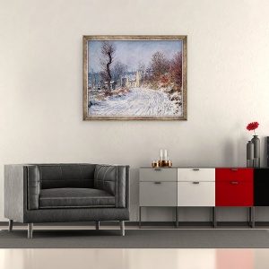 Tablou inramat - Claude Monet - Drumul spre Giverny, iarna, 50 x 60 cm - Img 2