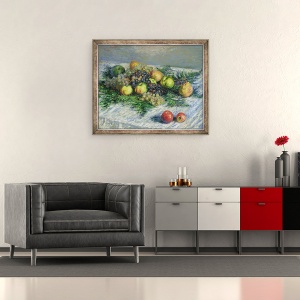 Tablou inramat - Claude Monet - Natura statica cu pere si struguri, 50 x 60 cm - Img 2