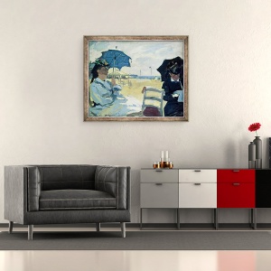 Tablou inramat - Claude Monet - Plaja de la Trouville, 50 x 60 cm - Img 2