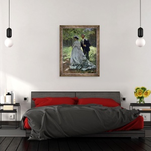 Tablou inramat - Claude Monet - Promenaderii, sau Claude Monet Bazille si Camille, 60 x 80 cm - Img 3