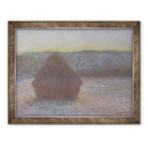 Tablou inramat - Claude Monet - Stiva de grau dezghet, apus de soare, 70 x 90 cm