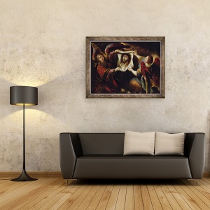 Tablou inramat - Claude Vignon - Doi ingeri care prezinta fata sfanta, 70 x 90 cm - Img 2