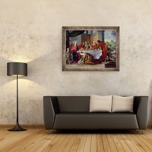 Tablou inramat - Claude Vignon - Hristos in Casa lui Simon Fariseul, 70 x 90 cm - Img 2