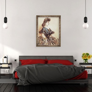 Tablou inramat - Constantin Guys - Jumatate de lungime portret al unei femei, 60 x 80 cm - Img 3