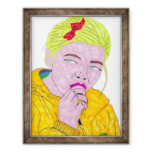 Tablou inramat - Daisy de Villeneuve - Buze roz Fata Blonda, 60 x 80 cm