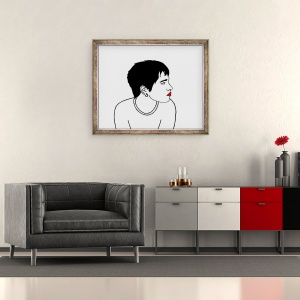 Tablou inramat - Daisy de Villeneuve - Buzele Rosii, 50 x 60 cm - Img 2