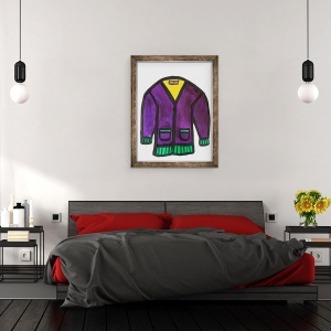 Tablou inramat - Daisy de Villeneuve - Cardigan mov, 60 x 80 cm - Img 3