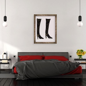 Tablou inramat - Daisy de Villeneuve - Cizme negre, 60 x 80 cm - Img 3