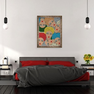 Tablou inramat - Daisy de Villeneuve - Fete cu Par Multi Colorat, 70 x 90 cm - Img 3