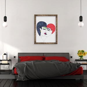 Tablou inramat - Daisy de Villeneuve - Sarut, 70 x 90 cm - Img 3