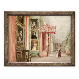 Tablou inramat - David Cox - Interiorul Galeriei Long, Hardwick Hall, Derbyshire, 70 x 90 cm