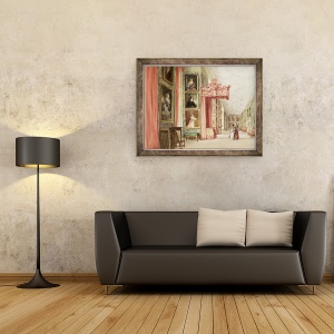 Tablou inramat - David Cox - Interiorul Galeriei Long, Hardwick Hall, Derbyshire, 70 x 90 cm - Img 2