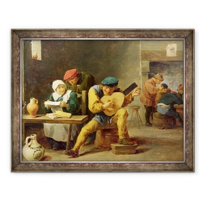 Tablou inramat - David Teniers the Younger - taranii fac muzica intr-un han, 60 x 80 cm