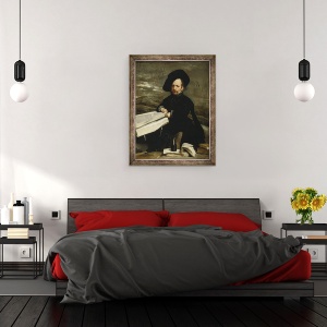 Tablou inramat - Diego Rodriguez de Silva y Velazquez - Portretul bufonului Diego de Acedo, numit el Primo, 60 x 80 cm - Img 3