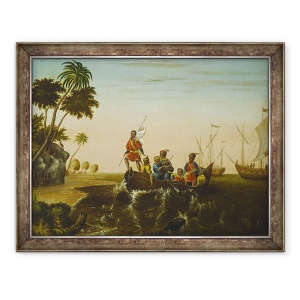 Tablou inramat - Edward Hicks - Aterizarea lui Columb, 70 x 90 cm