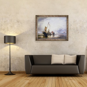 Tablou inramat - Edward William Cooke - Barca de porc pe nisipuri, 70 x 90 cm - Img 2
