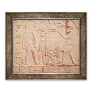 Tablou inramat - Egyptian 6th Dynasty - Relief ilustrand un om muls o vaca, din Mastaba lui Kagemni, 70 x 85 cm