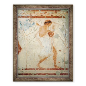 Tablou inramat - Etruscan - Muzician care canta la titera sau la lira, din Mormantul Tricliniumului, 70 x 90 cm