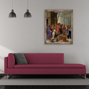 Tablou inramat - Eustache Le Sueur - Predica Sfantului Pavel din Efes, 50 x 60 cm - Img 2