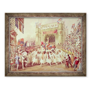 Tablou inramat - F. Lloyds - Dusul aurului, scena din productia lui Charles Kean a lui Henry al V-lea, Teatrul Princess, 60 x 80 cm