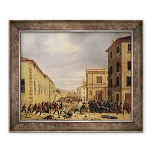 Tablou inramat - Faustino Joli - Batalia de 21 martie 1849 in Piazzetta Santa Barnaba din Brescia, 50 x 60 cm