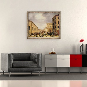 Tablou inramat - Faustino Joli - Batalia de 21 martie 1849 in Piazzetta Santa Barnaba din Brescia, 50 x 60 cm - Img 2