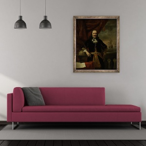 Tablou inramat - Ferdinand Bol - Michiel de Ruyter in calitate de locotenent-amiral, 50 x 60 cm - Img 2