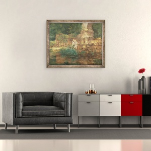 Tablou inramat - Ferdinand Georg Waldmuller - Ruinele romane din Gradinile Palatului Schonbrunn, 50 x 60 cm - Img 2