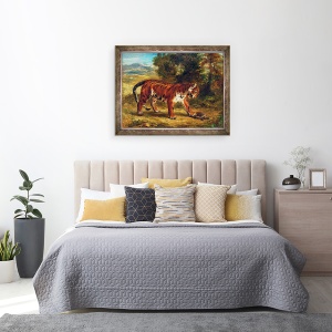 Tablou inramat - Ferdinand Victor Eugene Delacroix - Tigru cu broasca testoasa, 60 x 80 cm - Img 3