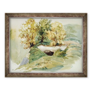 Tablou inramat - Ferdinand Victor Eugene Delacroix - Trei copaci la marginea unui deal, 70 x 90 cm