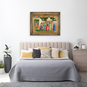 Tablou inramat - Fra Angelico - Nasterea si casatoria Fecioarei, din predella altarpiei Buna Vestire, 60 x 80 cm - Img 3