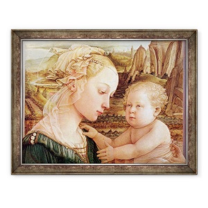 Tablou inramat - Fra Filippo Lippi - Detaliu al Madonnei si Copilului cu ingeri, 70 x 90 cm