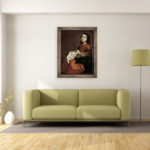 Tablou inramat - Francisco de Zurbaran - Copilaria Fecioarei, 70 x 90 cm - Img 2