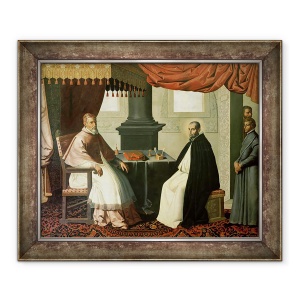 Tablou inramat - Francisco de Zurbaran - Sfantul Bruno 1030-1101 si Papa Urban al II-lea c.1035-99 1630-35, 50 x 60 cm