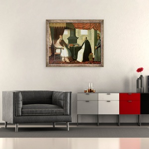 Tablou inramat - Francisco de Zurbaran - Sfantul Bruno 1030-1101 si Papa Urban al II-lea c.1035-99 1630-35, 50 x 60 cm - Img 2