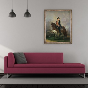 Tablou inramat - Francisco Jose de Goya y Lucientes - Portret ecvestru al Regelui Carlos IV, 70 x 85 cm - Img 2