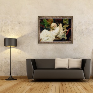 Tablou inramat - Francisco Masriera y Manovens - Tanara femeie fumatori, 70 x 90 cm - Img 2