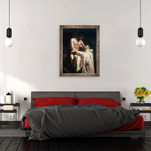 Tablou inramat - Francisco Ribalta - Hristos imbratisand Sfantul Bernard, 60 x 80 cm - Img 3