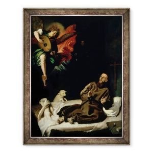 Tablou inramat - Francisco Ribalta - Sfantul Francisc mangaiat de un inger muzician, 60 x 80 cm