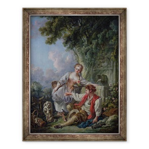 Tablou inramat - Francois Boucher - Ascultarea recompensata sau educatia unui caine, 60 x 80 cm