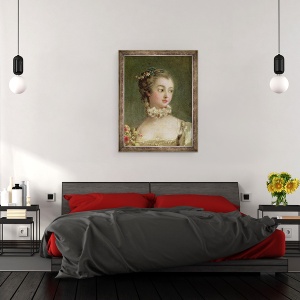 Tablou inramat - Francois Boucher - Madame de Pompadour 1721-64 ulei pe panza, 60 x 80 cm - Img 3