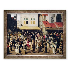 Tablou inramat - Francois Bunel - Procesiunea Ligii Sfante in 1590, 70 x 90 cm