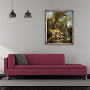 Tablou inramat - Francois Lemoyne - Narcis, 50 x 60 cm - Img 2